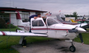 Middle Students inspecting the cockpit with a Certified Flight Instructor, Compliments WIFA & MCPS